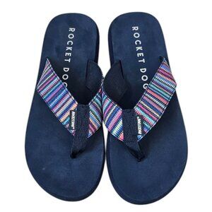 Rocket Dog Womens Adios Stark Flip Flops Size 11 Blue Thongs Slip On Sandals